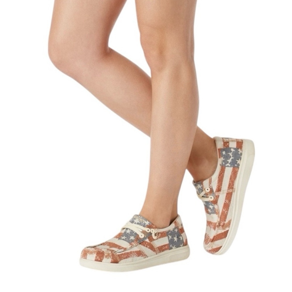 Ariat HiLo Slip On Distressed Flag Sneaker Women's Size 7.5 Red White Blue